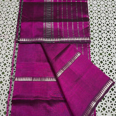 Cotton Handloom Mangalagiri Silk Saree with Temple Border (100209 Electric_Purple) - View 2