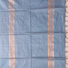 Mangalgiri Cotton Silk Glausious Blue Handloom Check Saree - View 5