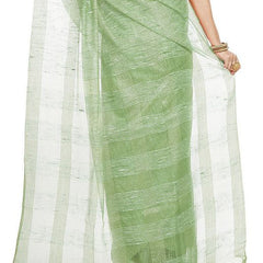 Pistachio Green women's Bhagalpuri Kota Doria Silk Semi Transparent Saree With Unstiched Blouse Piece - View 6