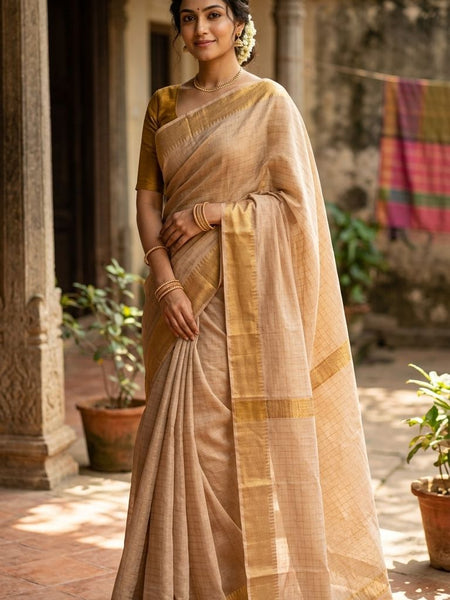Exclusive Handwoven  Cotton SIlk Mangalgiri Saree With Running Blouse Piece - View 5