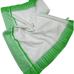 Green women's Bhagalpuri Kota Viscous Temple Border White Saree And Variable Color Border With Blouse Piece