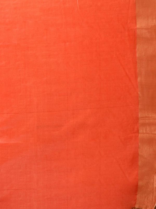 Handloom Tussar Munga Silk Bhagalpuri Two Dye Saree for women's (Cerise_Pink & Persmon_Orange) - View 4