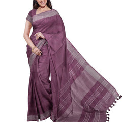Bhagalpuri Handloom Cotton-Linen Blend Saree Combo (Pack Of 2) With Running Unstiched Blouse Piece - View 4