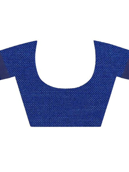 Fine Blue women's Bhagalpuri Handloom Blend Linen-Cotton Saree With Running Unstiched Blouse Piece_Free Size_Variation Of Colors - View 4