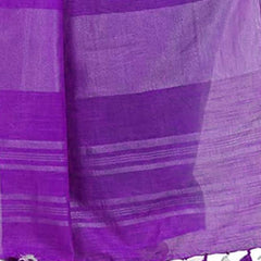 Yellow & French Violet women's Handloom Bhagalpuri Linen Cotton Slub Blend Two Dye Saree With Running Unstitched Blouse Piece - View 6