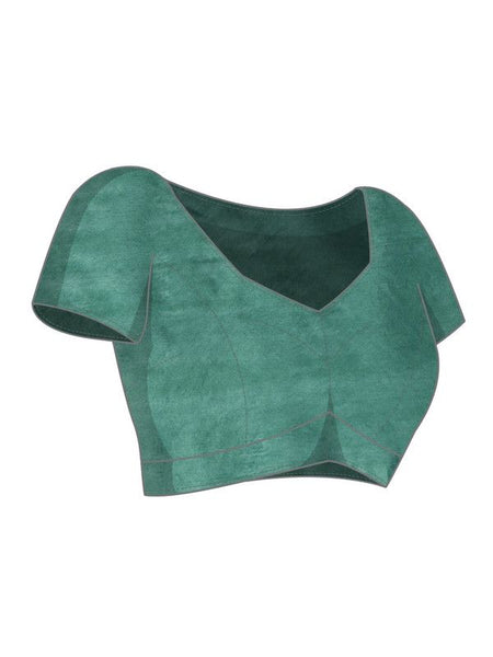 Hooker's Green & Cyan women's Kota Art Silk Saree With Blouse Piece - View 3