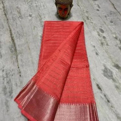 Cotton Silk Handloom Bhagalpuri Wide Border Check Saree