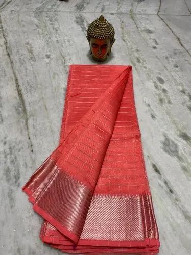 Cotton Silk Handloom Bhagalpuri Wide Border Check Saree
