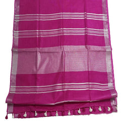 Telemagenta women's Bhagalpuri Linen Saree With Blouse Piece - View 2