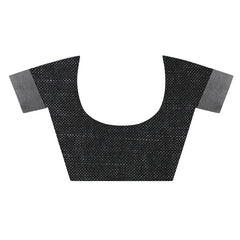 Bhagalpuri Blend Linen Saree With Black Pipine Contrast Blouse Piece - View 7