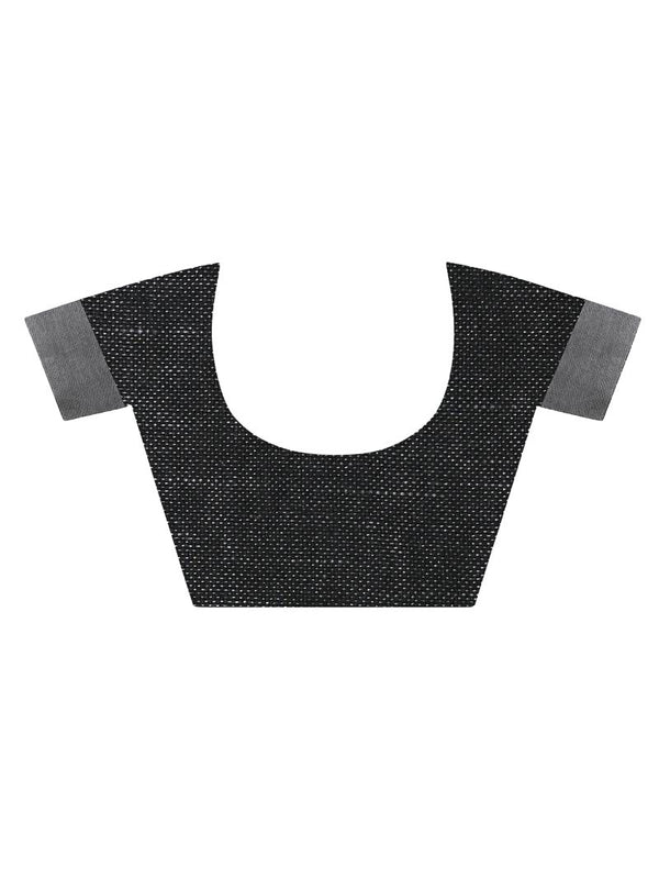 Bhagalpuri Blend Linen Saree With Black Pipine Contrast Blouse Piece - View 7