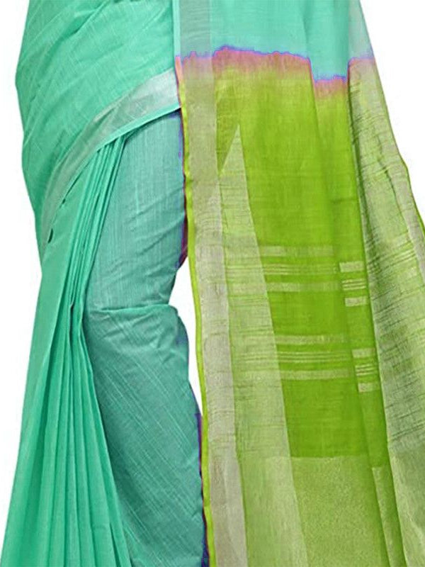 Bhagalpuri Handloom Ethnic Wear Linen Two Dye Saree With Running Unstitched Blouse Piece - View 4