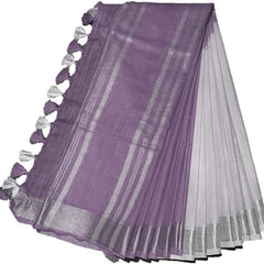 Bhagalpuri Linen-Slub Blend Two Dye Saree With Blouse Piece