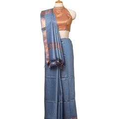 Mangalgiri Cotton Silk Glausious Blue Handloom Check Saree