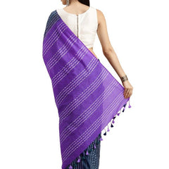 Klein Blue & Lavender Purple women's Kota Art Silk Saree With Blouse Piece - View 2
