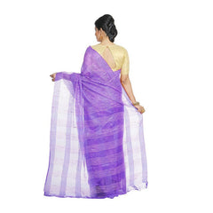 Electric Violet women's Bhagalpuri Kota Doria Silk Semi Transparent Saree With Unstiched Blouse Piece - View 2