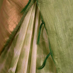 Green Sequins Bhagalpuri Handloom Silk Striped Sibory (Tie-Dye) Saree - View 8