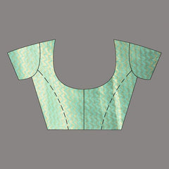 Handloom Cotton Tissue Silk Designer Weaving Motif Saree (Aquamarine_Turquoise) - View 5