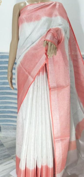 Tissue Linen Bhagalpuri Handloom Two Dye Saree for women's