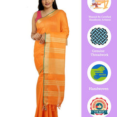 Bhagalpuri Handloom Cotton Linen Blend Saree With Contrast Unstiched Blouse Piece - View 2