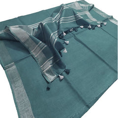 Myrtle Green women's Bhagalpuri Linen Saree With Blouse Piece - View 2