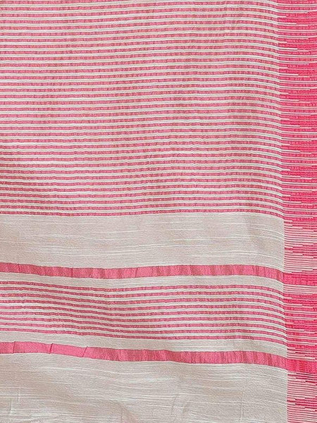 Bhagalpuri Handloom Kota Silk Temple Border Saree And Variation Of Colors With Striped Blouse Piece - View 3