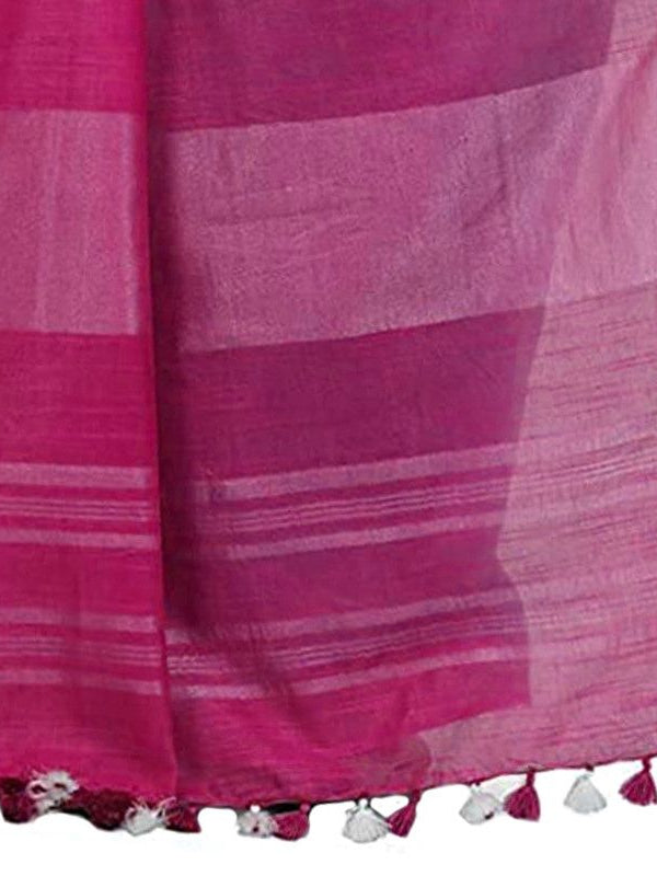 Bhagalpuri Handloom Linen Slub Blend Two Dye Saree With Running Unstitched Blouse Piece - View 6