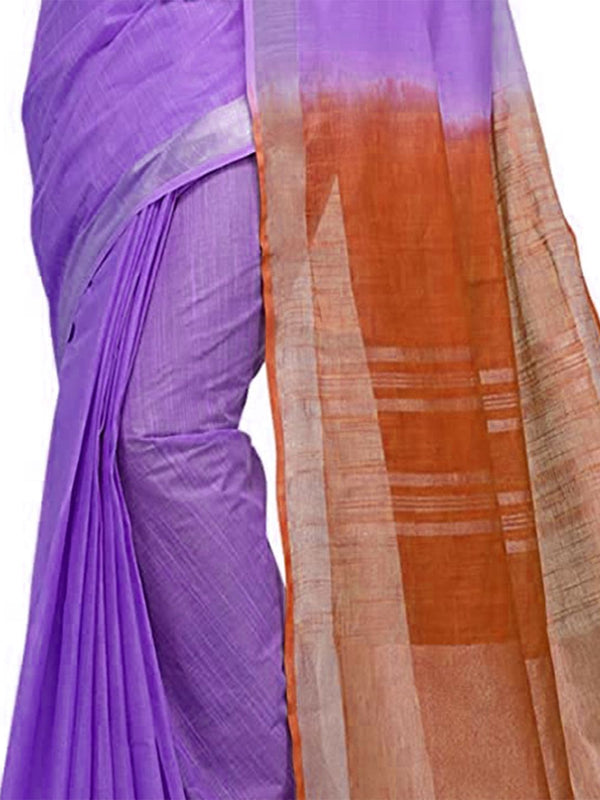 Handloom Bhagalpuri Cotton Slub Blend Two Dye Saree With Running Unstitched Blouse Piece - View 4