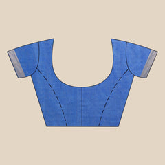 Munga Silk Tussar Blend Bhagalpuri Handloom Moonstone Egyptian Blue & Havlek Blue Saree - View 2