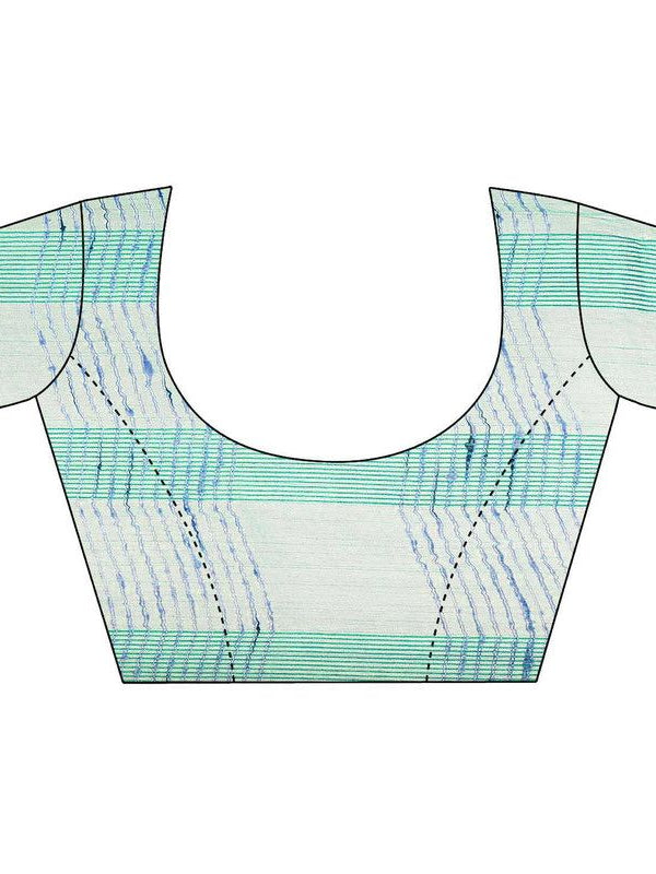 Capri Cyan women's Bhagalpuri Kota Doria Silk Semi Transparent Saree With Unstiched Blouse Piece - View 5