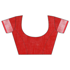 Electric Blue & Red women's Handloom Bhagalpuri Cotton Slub Blend Two Dye Saree With Running Unstitched Blouse Piece - View 6