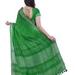 Brown & Pigment Green women's Bhagalpuri Handloom Cotton-Linen Blend Saree Combo (Pack Of 2) With Running Unstiched Blouse Piece - View 7