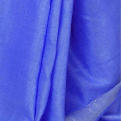 Blue women's Cotton Slub Saree With Blouse Piece - View 3