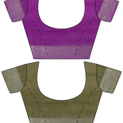 Electric Purple & Moss Green women's Bhagalpuri Handloom Cotton-Linen Blend Saree Combo (Pack Of 2) With Running Unstiched Blouse Piece - View 6